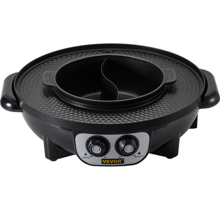 VEVOR 2 in 1 Bbq Grill Hete Pot 2200W Multifunctionele Elektrische Grill Hot Pot 51,5x21x46 cm Grill Indoor Hot Pot van Gegoten Aluminium en Gehard
