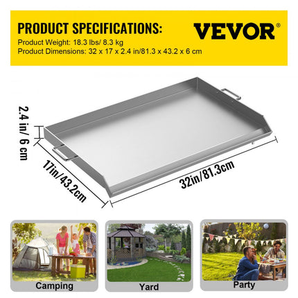 32 "x 17" roestvrijstalen bakplaat met platte bovenkant voor kookgerei met drievoudige bakplaat
