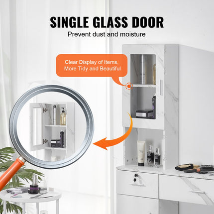 VEVOR Salonstation Wandgemonteerd kapsalonstation voor kappers Beauty Spa-meubelset 1 opbergkast 3 vakken en 2 laden (waarvan één afsluitbaar) Wit 102,8 x 30 x 170 cm