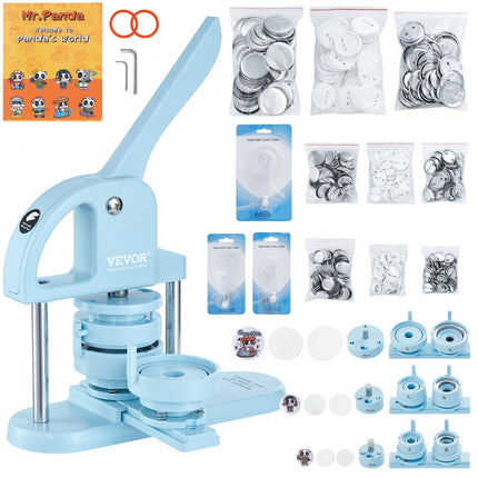 VEVOR Buttonmaker Button Maker Machine, 25/32/58mm 3 in 1 Pinmaker, 300 stuks Button Onderdelen, Buttonmaker Machine met Panda Magic Book, Bow Handle Punch Set voor doe-het-zelf cadeaus voor kinderen