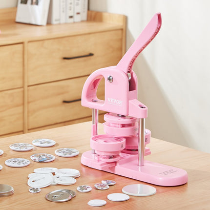 VEVOR Buttonmaker 25/32/58 mm 3-in-1 pinmaker, 300 stuks knoponderdelen, knopenmakermachine met Panda Magic Book, ergonomische ponsset met strikhandvat, voor doe-het-zelfcadeaus voor kinderen