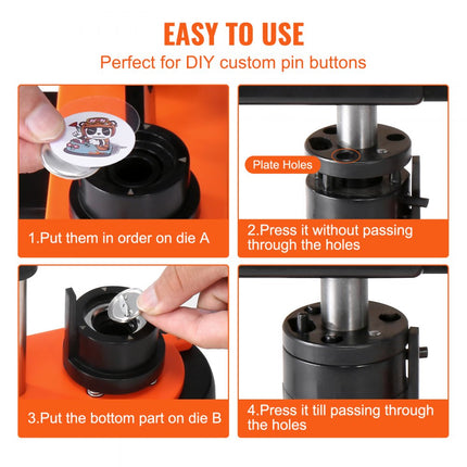 VEVOR knopenmachine knopenmaker machine 25 mm 500 stuks Badgeponspers, knoppers, DIY badgepersmachine knopenbadgemaker voor gepersonaliseerde badges inclusief magisch boek