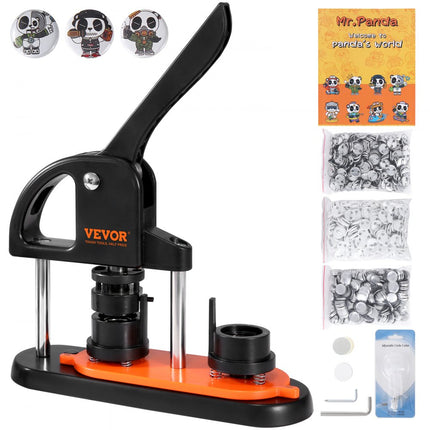 VEVOR knopenmachine knopenmaker machine 25 mm 500 stuks Badgeponspers, knoppers, DIY badgepersmachine knopenbadgemaker voor gepersonaliseerde badges inclusief magisch boek