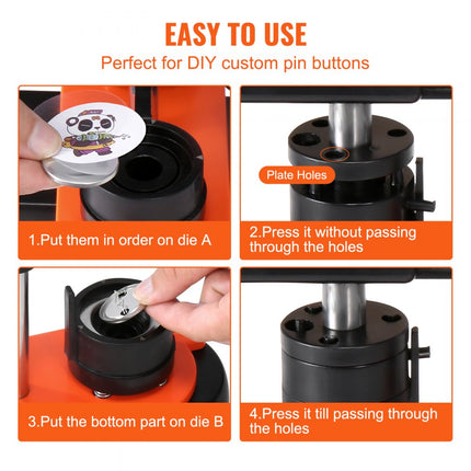 VEVOR knopenmachine knopenmaker machine 32 mm 500 stuks Badgeponsmachine, knopenpers, DIY badgepersmachine knopenbadgemaker voor gepersonaliseerde badges inclusief magisch boek en cirkelsnijder
