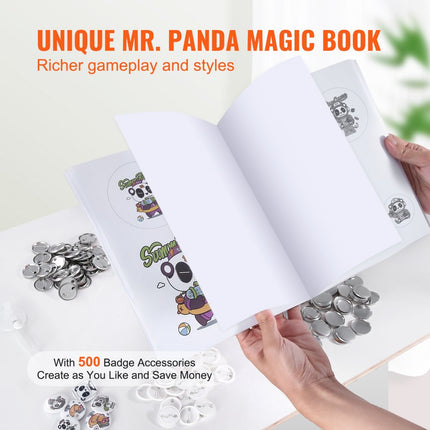 VEVOR knopenmachine knopenmaker machine 32 mm 500 stuks Badgeponsmachine, knopenpers, DIY badgepersmachine knopenbadgemaker voor gepersonaliseerde badges inclusief magisch boek en cirkelsnijder