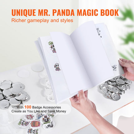 VEVOR knopenmachine knopenmaker machine 58 mm 100 stuks Badgeponsmachine, knopenpers, DIY badgepersmachine knopenbadgemaker voor gepersonaliseerde badges inclusief magisch boek en cirkelsnijder