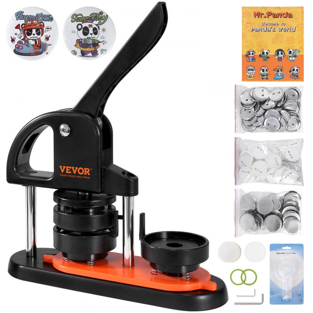 VEVOR knopenmachine knopenmaker machine 58 mm 100 stuks Badgeponsmachine, knopenpers, DIY badgepersmachine knopenbadgemaker voor gepersonaliseerde badges inclusief magisch boek en cirkelsnijder