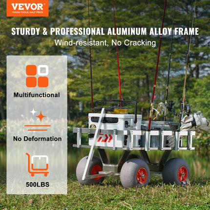 VEVOR Strandviswagen Visserswagen 500 lbs met ballonbanden voor zand