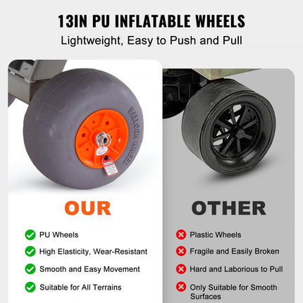 VEVOR Strandviswagen Visserswagen 500 lbs met ballonbanden voor zand