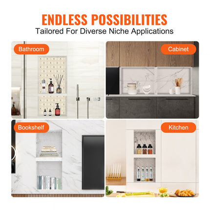 VEVOR wandnis 10x40,64x81,28cm douchenis nis betegelbaar dubbellaags waterdichte nismontage achterwand materiaal (XPS, hout, cement) geschikt voor badkamer, slaapkamer, studeerkamer