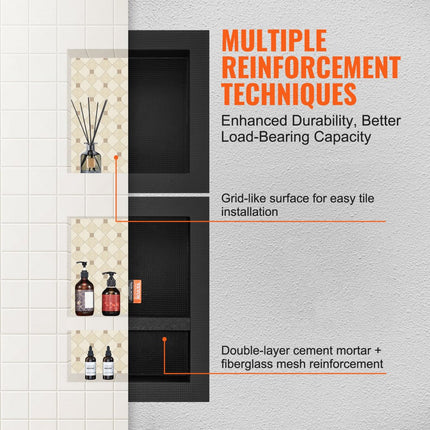 VEVOR wandnis 10x40,64x101,6cm douchenis nis betegelbaar drielaags waterdichte nismontage achterwandmateriaal (XPS, hout, cement) geschikt voor badkamer, slaapkamer, studeerkamer