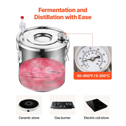 VEVOR alcoholdestillatiesysteem 50L distilleerder waterpomp dubbele condensor
