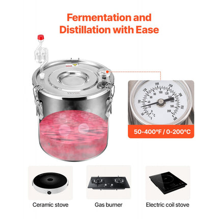 VEVOR alcoholdestillatiesysteem 19L distilleerder waterpomp roestvrij staal