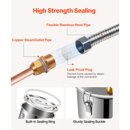 VEVOR alcoholdestillatiesysteem 19L distilleerder waterpomp roestvrij staal