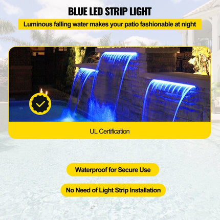 VEVOR Waterval Fountain Led Kleur Blauw Zwembad Waterval Verlichte Waterval Van Zwembad In Acryl