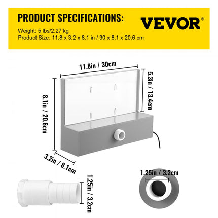 VEVOR Waterval Fountain Led Kleur Blauw Zwembad Waterval Verlichte Waterval Van Zwembad In Acryl