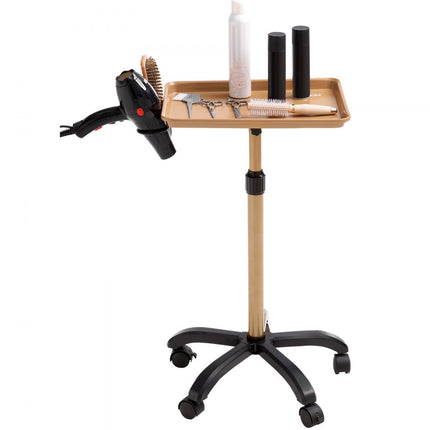 VEVOR Salon Tray Cart In hoogte verstelbare Rolling Salon Tray 30-43" Koudgewalste plaat Tattoo Tray met 5 wielen (2 afsluitbaar) voor SPA Hair Clinic Goud Zwart