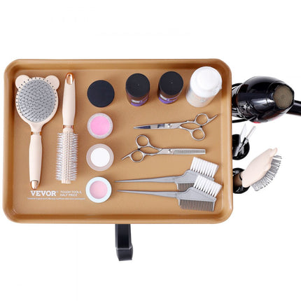 VEVOR Salon Tray Cart In hoogte verstelbare Rolling Salon Tray 30-43" Koudgewalste plaat Tattoo Tray met 5 wielen (2 afsluitbaar) voor SPA Hair Clinic Goud Zwart