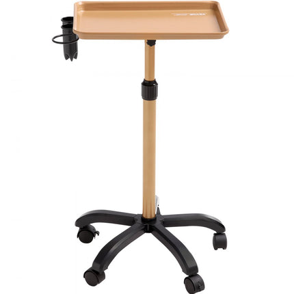 VEVOR Salon Tray Cart In hoogte verstelbare Rolling Salon Tray 30-43" Koudgewalste plaat Tattoo Tray met 5 wielen (2 afsluitbaar) voor SPA Hair Clinic Goud Zwart