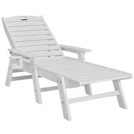 VEVOR ligstoel ligstoel relaxligstoel strandligstoel HDPE tot 204kg wit