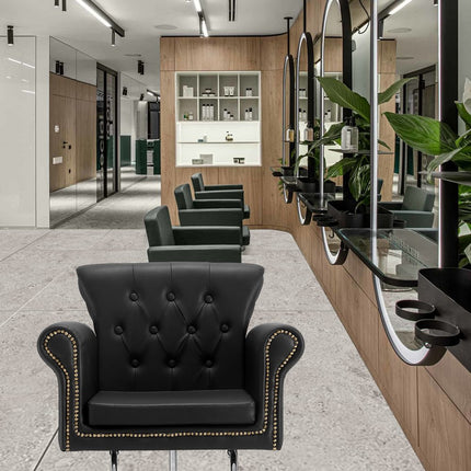 VEVOR kappersstoel 150 kg draagvermogen kappersstoel van spons PU houtplaat ijzer servicestoel in hoogte verstelbare kappersstoel 360° draaibare kappersstoel kappersuitrusting 98 x 77 x 90,5 cm