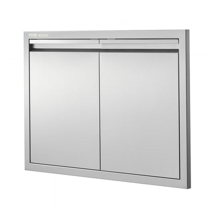 VEVOR Grilltoegangsdeur, 762 x 532 x 45 mm, dubbele buitenkeukendeur, inbouw roestvrijstalen deur, verticale wanddeur met intrekbare handgrepen, voor grilleiland, grillstation, buitenkast, enz.