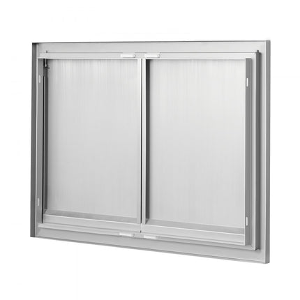 VEVOR Grilltoegangsdeur, 762 x 532 x 45 mm, dubbele buitenkeukendeur, inbouw roestvrijstalen deur, verticale wanddeur met intrekbare handgrepen, voor grilleiland, grillstation, buitenkast, enz.