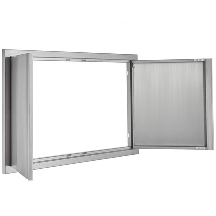 VEVOR Grilltoegangsdeur, 914 x 534 mm, dubbele buitenkeukendeur, inbouw roestvrijstalen deur, verticale wanddeur met intrekbare handgrepen, voor grilleiland, grillstation, buitenkast