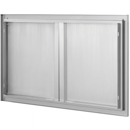 VEVOR Grilltoegangsdeur, 914 x 534 mm, dubbele buitenkeukendeur, inbouw roestvrijstalen deur, verticale wanddeur met intrekbare handgrepen, voor grilleiland, grillstation, buitenkast