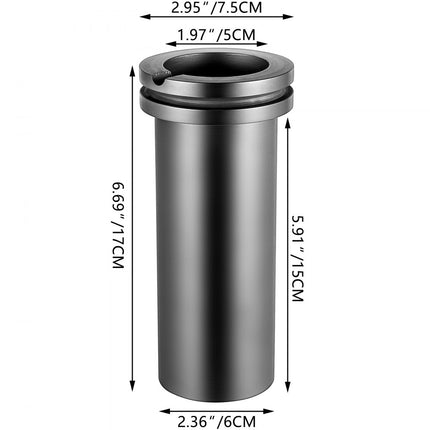 VEVOR Grafietsmeltkroes 3 KG Grafiet Crucible van Dubbele Beker Binnendiameter 50 mm Grafiet Oven Gieten Hoogte 170 mm Grafiet Pot voor Smelten van Edelmetalen Zoals Goud/Zilver/Koper/Ijzer/Aluminium
