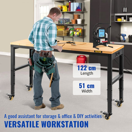 VEVOR in hoogte verstelbare werkbank opspantafel 122x51x104cm werktafel 1600lbs