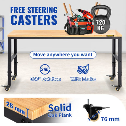 VEVOR in hoogte verstelbare werkbank opspantafel 122x51x104cm werktafel 1600lbs