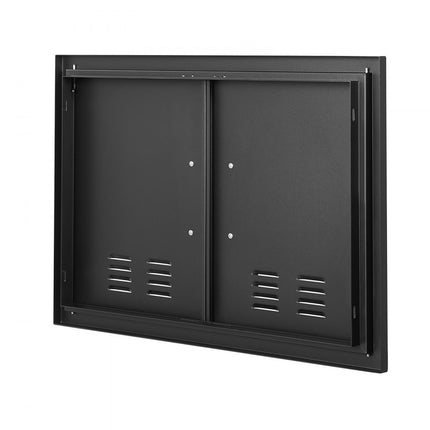 VEVOR grilltoegangsdeur, 762 x 533 x 46 mm, dubbele buitenkeukendeur, verzonken gemonteerde koude plaatdeur, verticale wanddeur met handgrepen en ventilatiesleuven, voor grilleiland, grillstation etc.