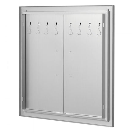 VEVOR Grilltoegangsdeur, 610 x 610 mm, dubbele buitenkeukendeur, inbouw roestvrijstalen deur, dubbelwandige verticale deur met handgrepen en haken, voor grilleiland, grillstation, buitenkast