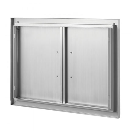 VEVOR Grilltoegangsdeur, 711 x 482 mm, dubbele buitenkeukendeur, inbouw roestvrijstalen deur, verticale wanddeur met handgrepen, voor grilleiland, grillstation, buitenkast