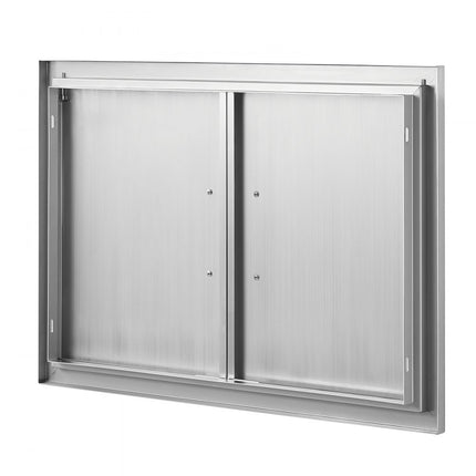 VEVOR Grilltoegangsdeur, 774 x 533 mm, dubbele buitenkeukendeur, inbouw roestvrijstalen deur, verticale wanddeur met handgrepen, voor grilleiland, grillstation, buitenkast