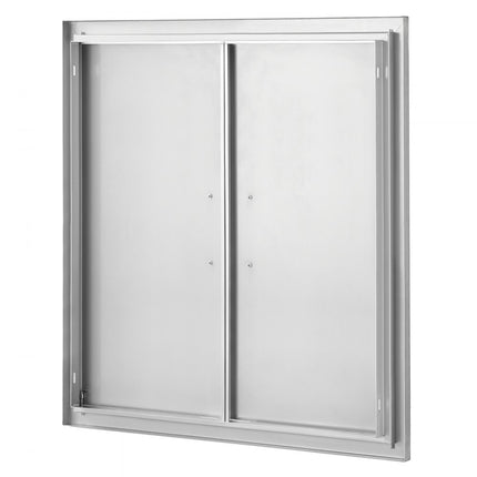 VEVOR Grilltoegangsdeur, 790 x 790 x 46 mm, dubbele buitenkeukendeur, inbouw roestvrijstalen deur, verticale wanddeur met handgrepen, voor grilleiland, grillstation, buitenkast enz.