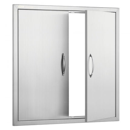 VEVOR Grilltoegangsdeur, 790 x 790 x 46 mm, dubbele buitenkeukendeur, inbouw roestvrijstalen deur, verticale wanddeur met handgrepen, voor grilleiland, grillstation, buitenkast enz.