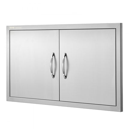VEVOR Grilltoegangsdeur, 863 x 482 x 46 mm, dubbele buitenkeukendeur, inbouw roestvrijstalen deur, verticale wanddeur met handgrepen, voor grilleiland, grillstation, buitenkast, enz.