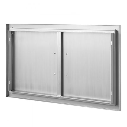 VEVOR Grilltoegangsdeur, 863 x 482 x 46 mm, dubbele buitenkeukendeur, inbouw roestvrijstalen deur, verticale wanddeur met handgrepen, voor grilleiland, grillstation, buitenkast, enz.