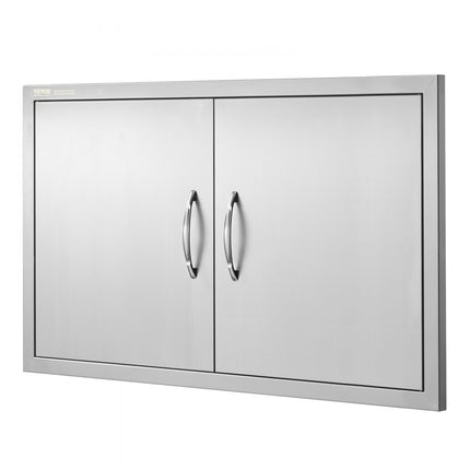 VEVOR Grilltoegangsdeur, 915 x 533 x 46 mm, dubbele buitenkeukendeur, inbouw roestvrijstalen deur, verticale wanddeur met handgrepen, voor grilleiland, grillstation, buitenkast, enz.