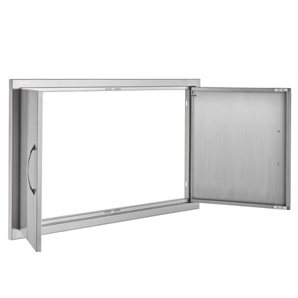 VEVOR Grilltoegangsdeur, 915 x 533 x 46 mm, dubbele buitenkeukendeur, inbouw roestvrijstalen deur, verticale wanddeur met handgrepen, voor grilleiland, grillstation, buitenkast, enz.