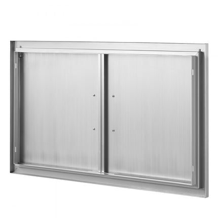 VEVOR Grilltoegangsdeur, 915 x 533 x 46 mm, dubbele buitenkeukendeur, inbouw roestvrijstalen deur, verticale wanddeur met handgrepen, voor grilleiland, grillstation, buitenkast, enz.