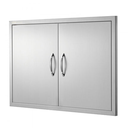 VEVOR Grilltoegangsdeur, 915 x 610 x 46 mm, dubbele buitenkeukendeur, inbouw roestvrijstalen deur, verticale wanddeur met handgrepen, voor grilleiland, grillstation, buitenkast, enz.