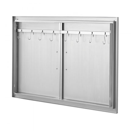 VEVOR Grilltoegangsdeur, 990 x 660 mm, dubbele buitenkeukendeur, inbouw roestvrijstalen deur, verticale wanddeur met handgrepen en haken, voor grilleiland, grillstation, buitenkast