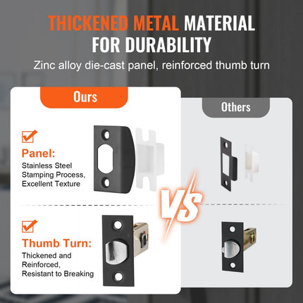 VEVOR dubbele deurkrukset, matzwarte gebogen deurhendel, dubbele deurkrukset voor voordeur met omkeerbare handgreep, zware dubbele deurslotset, deurkruk voor kantoordeur of voordeur