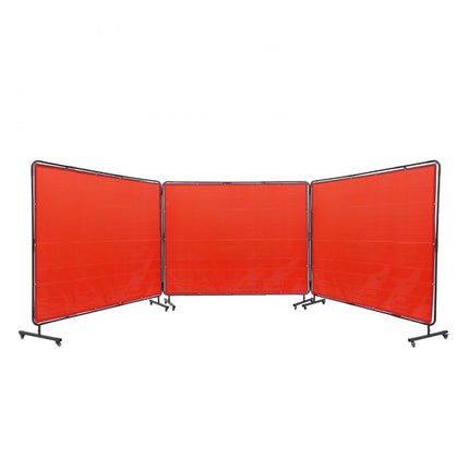 VEVOR lasparaplu met frame, 6' x 8' 3 paneellasgordijnschermen, vlamvertragend vinyl lasscherm op 12 zwenkwielen (6 afsluitbaar), verplaatsbaar en professioneel voor werkplaats, Ro