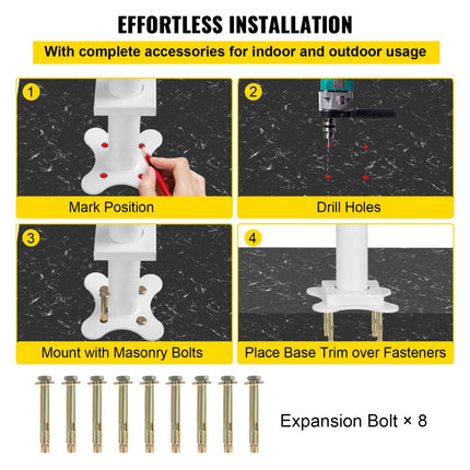 VEVOR Balustrade Trap Trapleuning Kit 152,8 cm x 91 cm Buiten Trapleuning 0-5 Stappen Pijp Trapleuning van Aluminium met Voorgeboorde Gaten