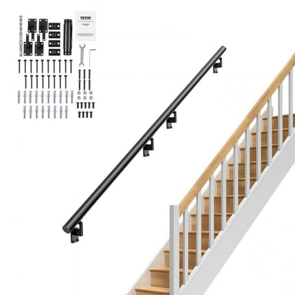 VEVOR Leuning Gemakkelijk te onderhouden trapleuning van aluminiumlegering 2133,6 mm balustrade Trap 199,6 kg Draagvermogen 806-333-806 mm Afstand tussen de kolommen Borstwering Balkonleuning