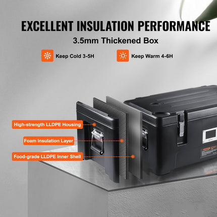 VEVOR geïsoleerd voedselpannenrek, stapelbaar met 3 pannen, 36Qt, zwart